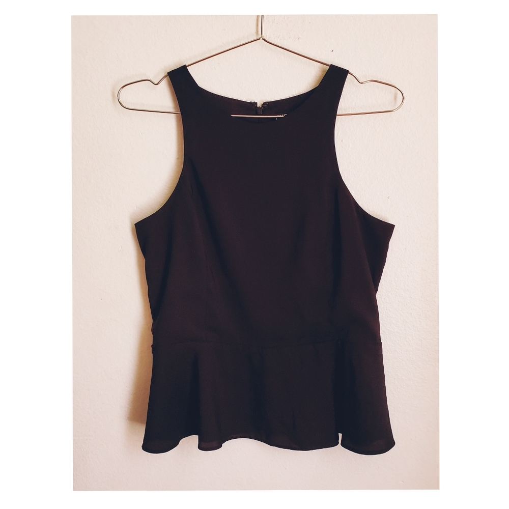 Express Peplum Sleeveless Top Sz M Black